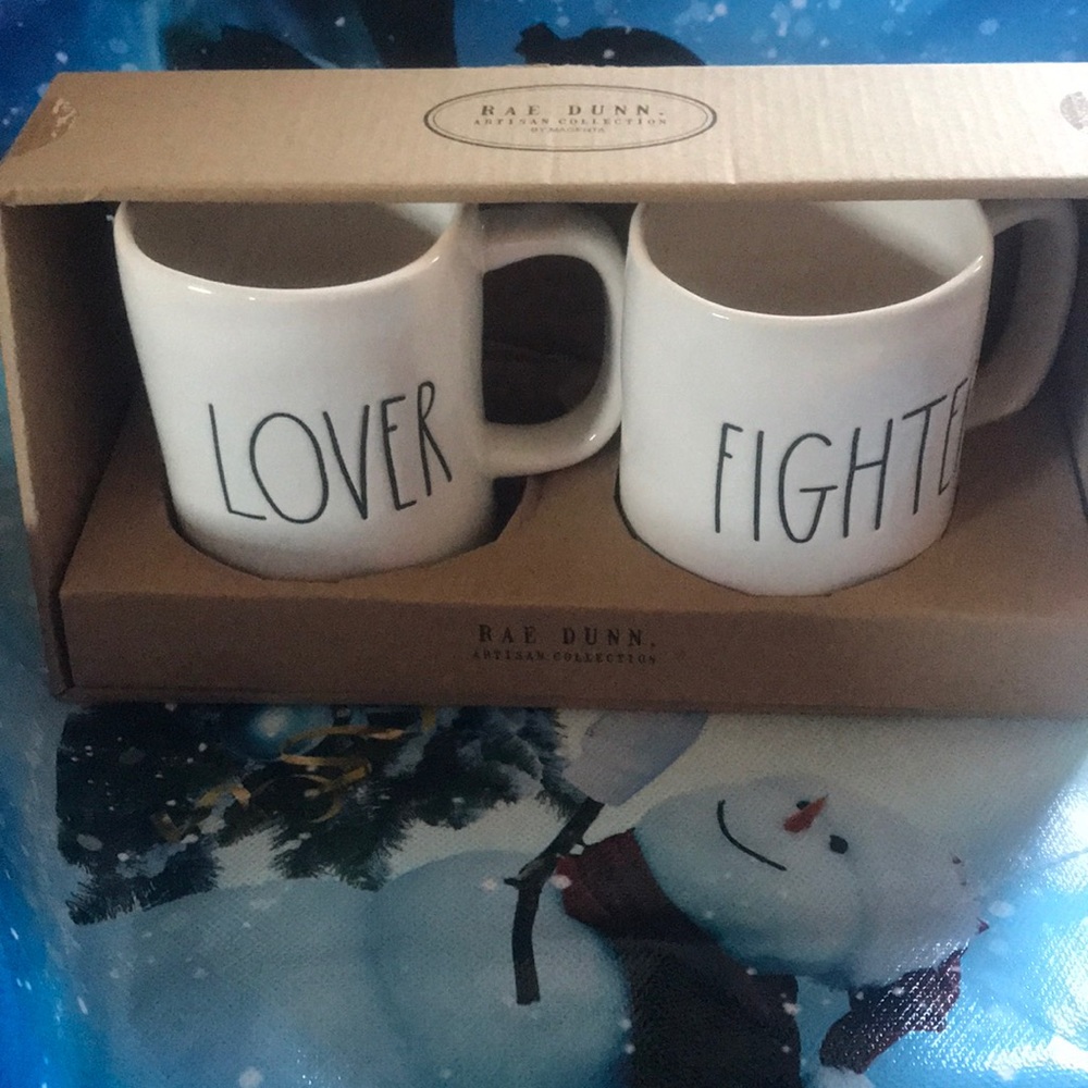 Rae Dunn Lover/ Fighter Mug Set